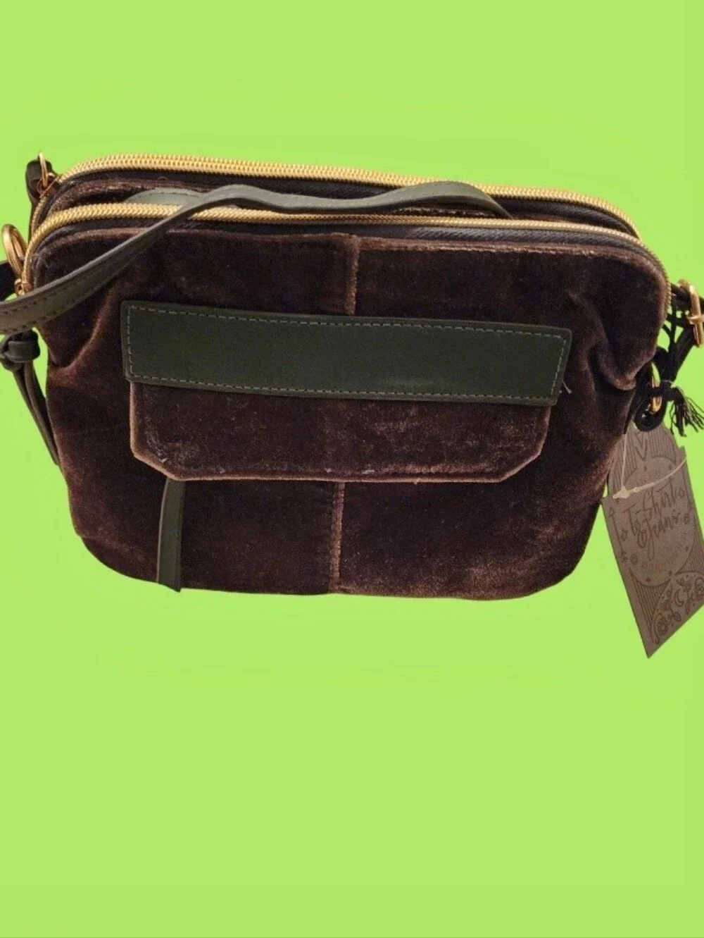 (Free With Purchase) Velvet Toiletry Crossbody Bag In Deep Olive Brown